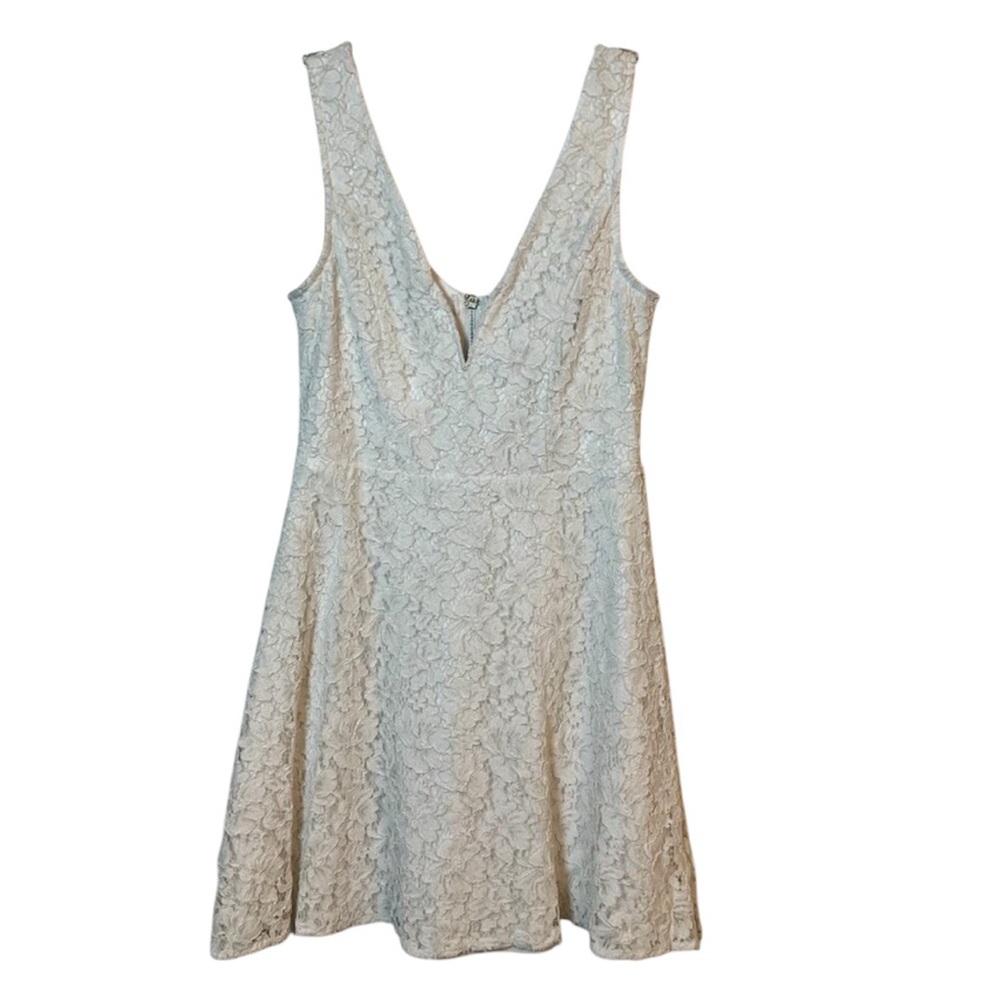Lulus White Lace Fit & Flare Mini Dress Sleeveless Small Graduation Wedding